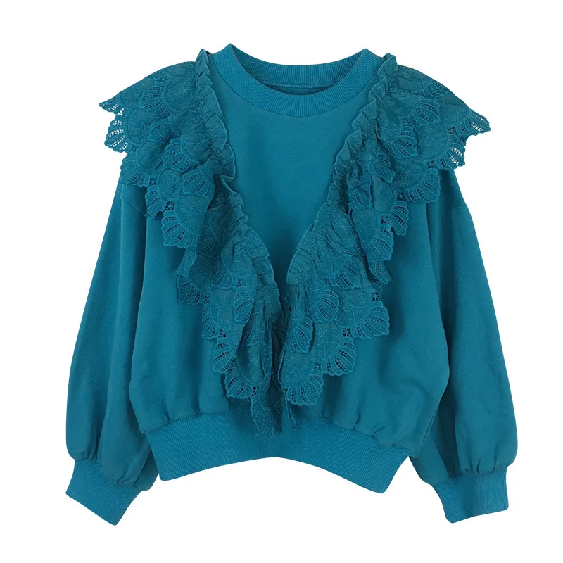 

New Style 2019 Autumn Loose Casual Girls Shirt Lace Pullover Cute Baby Girls Shirt Fashion Patchwork Kids Shirt for Girls, #8191