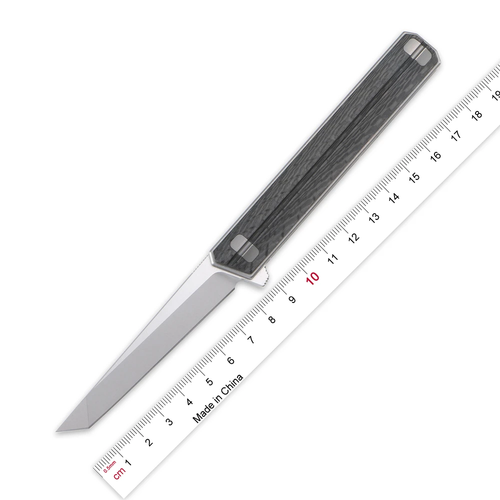 

Kanedeiia Qwaiken Flipper folding knife carbon fiber handle D2 blade outdoor survival utility pocket knife camping tool