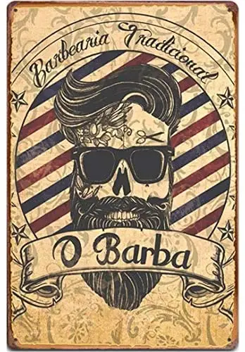 

Cool Original Retro Design Skull Tin Metal Signs Wall Art | Thick Tinplate Print Poster Wall Decoration for Barber Shop