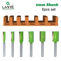 lavie 6pcs 6mm shank single double flute straight bit milling cutter for wood tungsten carbide router bit woodwork tool mc06023