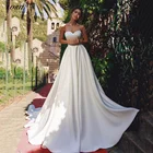 LORIE элегантные моно белые атласные свадебные платья с открытыми плечами без рукавов милое ТРАПЕЦИЕВИДНОЕ женское цветное платье