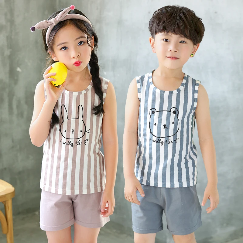 Детская летняя одежда детские пижамные комплекты для сна с мультяшным рисунком