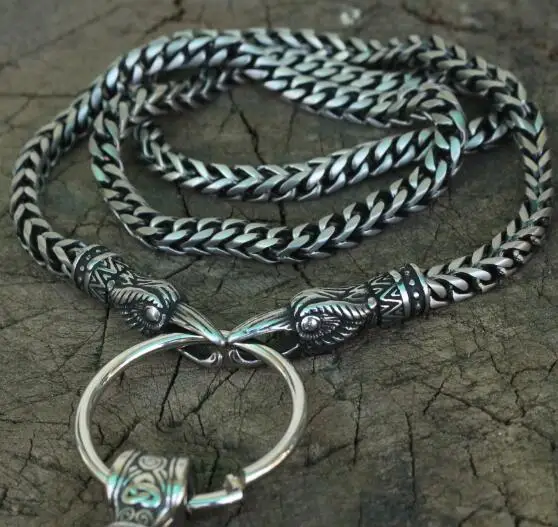raven head Lanseis 1 шт. мужское крутое ожерелье из нержавеющей стали волчья голова цепочка викингов мужское ожерелье 6 мм x 50 см или 6 мм x 60 см - Окраска металла: raven head