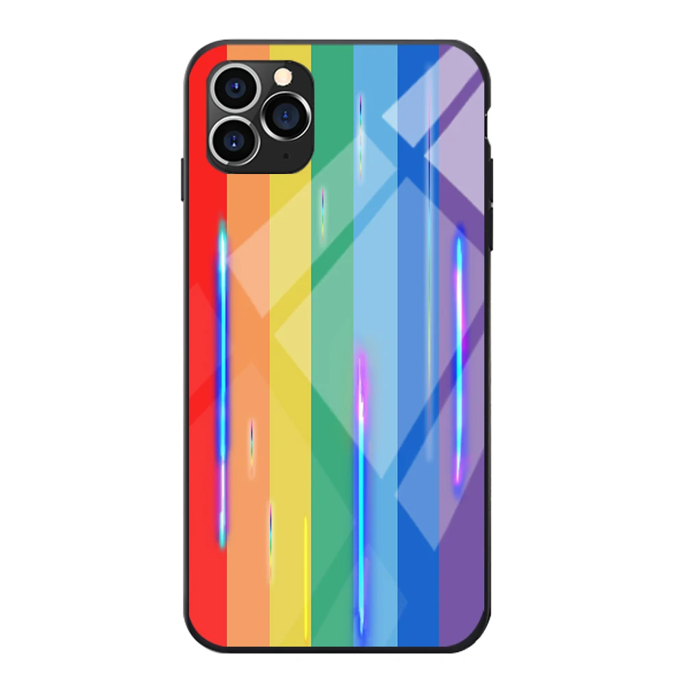 Радужный красочный любовь Полярный эффект закаленное стекло ТПУ чехол для