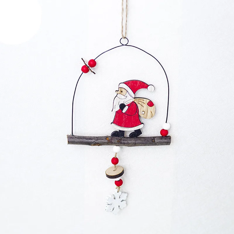 Santa clause Милые деревянные металлические рождественские мотивы Санта Клаус отправить подарок подвесная Елочная игрушка украшения для домашнего праздника - Цвет: Santa clause