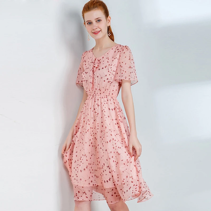 Heliar 2020 платье с цветочным принтом женское ТРАПЕЦИЕВИДНОЕ бантом на шее цельное