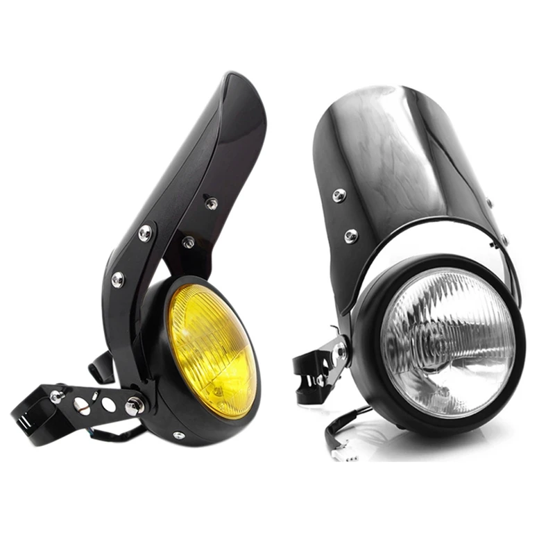 1 Set of Motorcycle Retro Black Metal Grid 35W Halogen Headlight Fairing CG125 GN125 for Cafe Racer Honda | Автомобили и