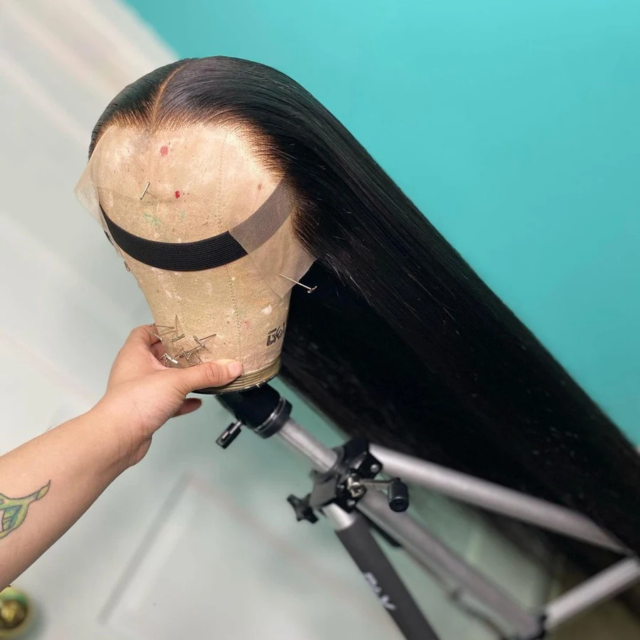 

Silky Straight Lace Front Wig Synthetic Natural Black For Women Cosplay Glueless 26 Inch Long Heat Resistant Daily Wig Baby Hair