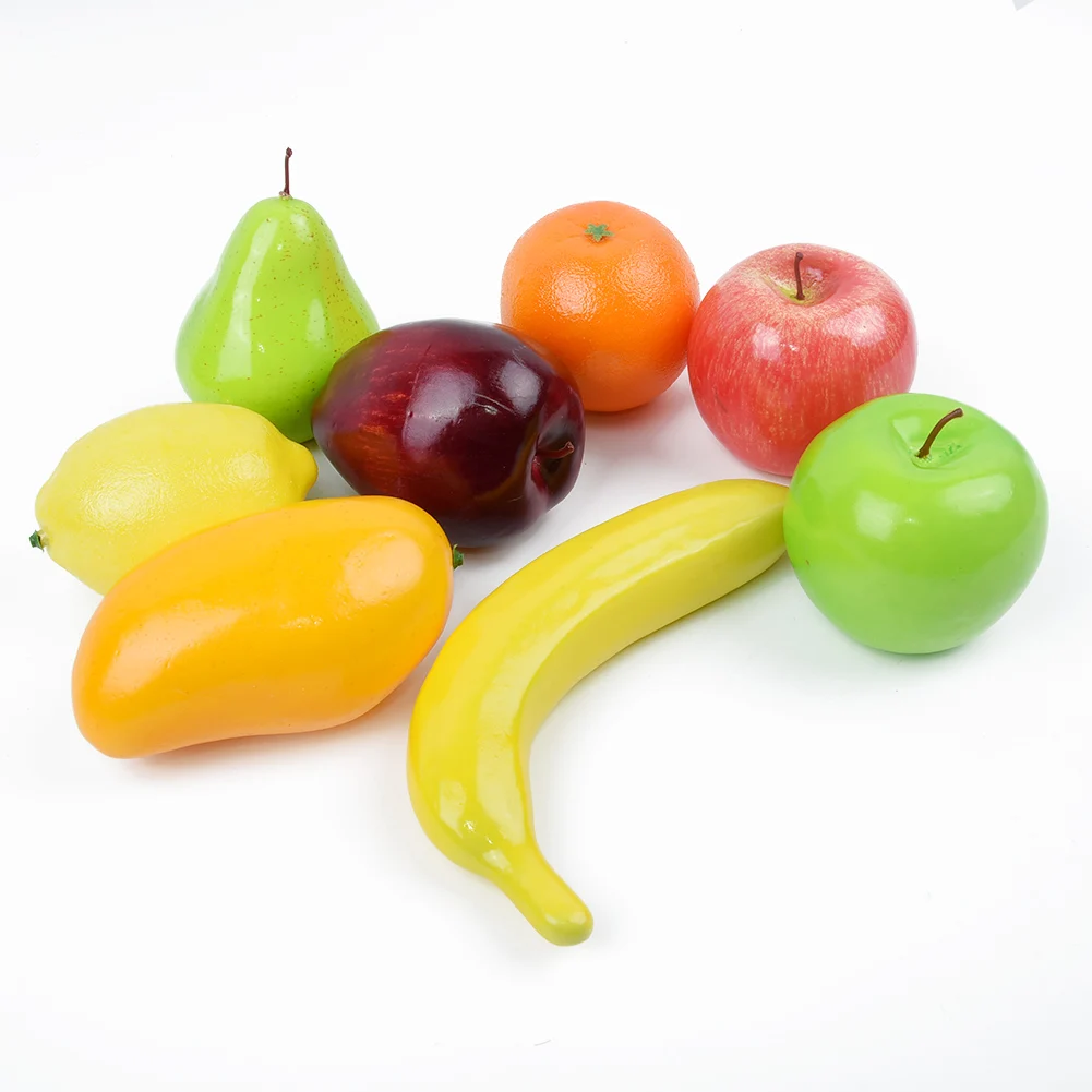 

8Pc Fake Fruits DIY Artificial Fruits Plastic Fake Apple Orange Lemon Banana Artificial Fruits For Christmas Home Wedding Decor