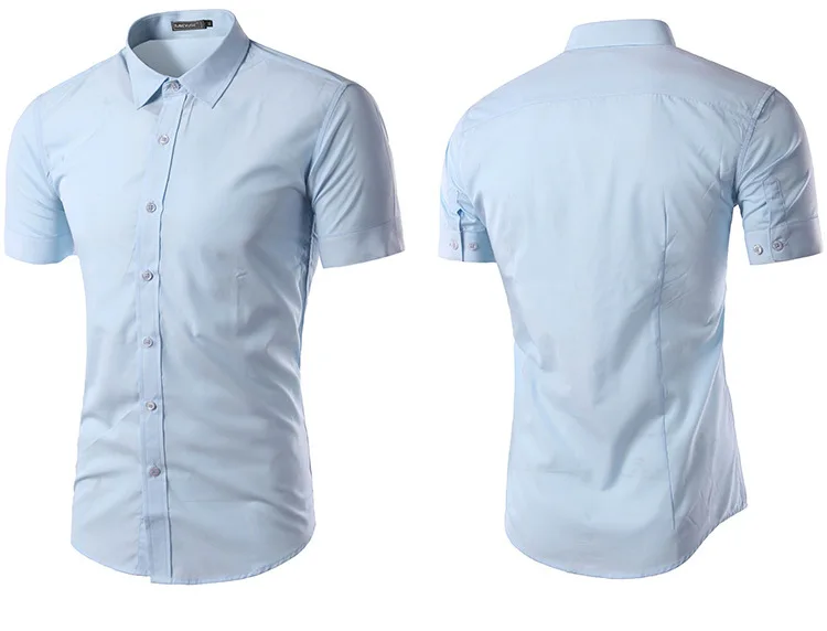 Мужская рубашка с коротким рукавом, приталенная, Camisa Social Masculina Chemise Homme, новинка, летняя мужская однотонная деловая рубашка 6537