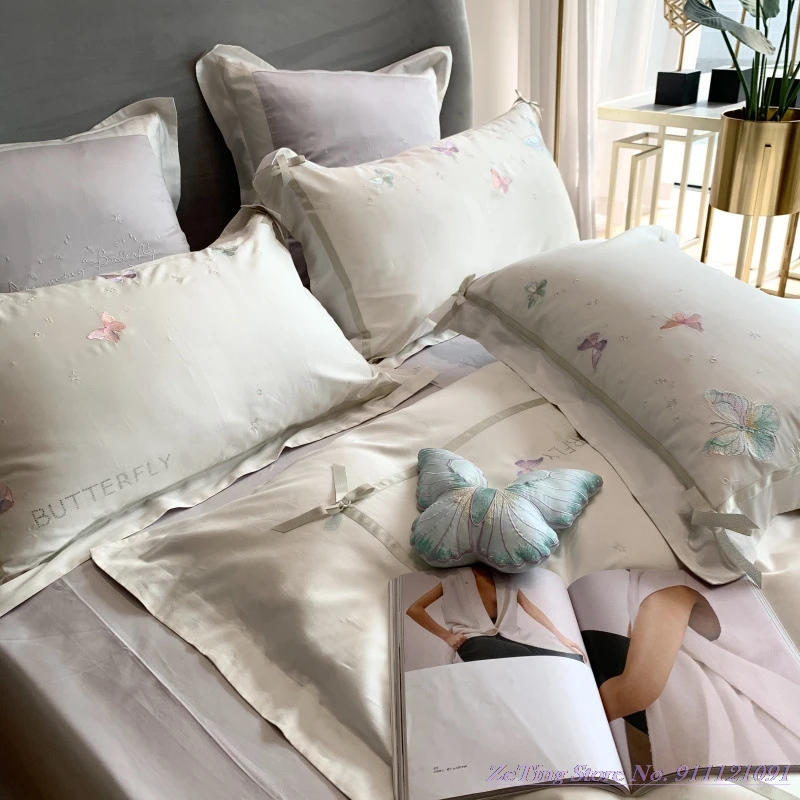 Комплект постельного белья из 4 предметов простой пододеяльник чистого хлопка с