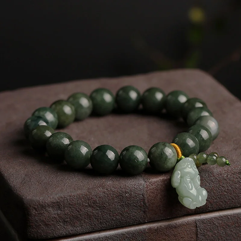 

Natural Jade Pixiu Bracelet Handmade Jewelry Men and Women Jade Beads Bracelet Jewelry