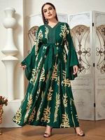 toleen oversize plus size evening dresses 2022 spring green long sleeve party women maxi casual elegant muslim festival clothing
