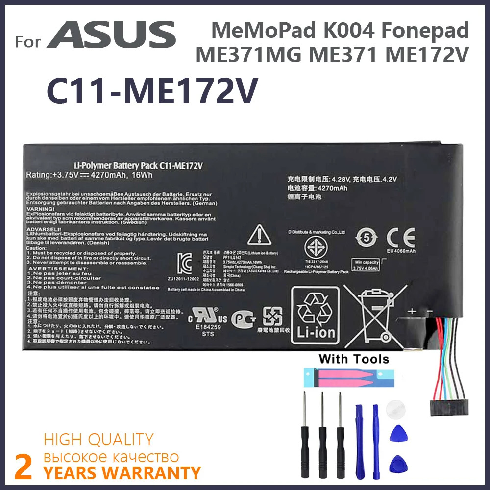 

100% Original 4270mAh C11-ME172V Tablet PC Battery For ASUS MeMoPad K0W K004 Fonepad ME371MG ME371 ME172V Batteries With Tools