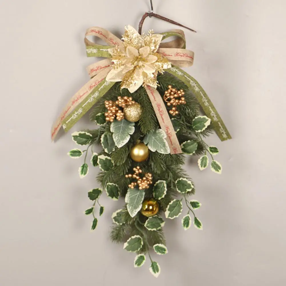 

Merry Christmas Decorations Wreath For Home Xmas Ball Garland Ornaments New Year Artificial Green Leaves Door Hanging Decor