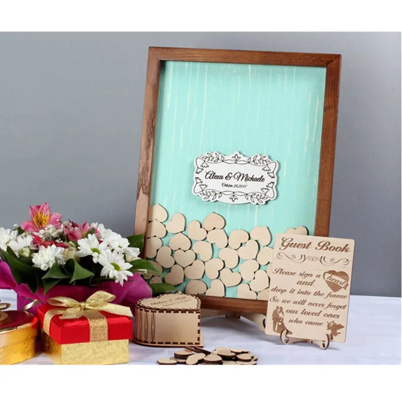 Современная книга для гостей с сердечками альтернативная Подарочная коробка на