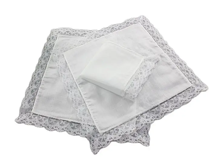 6 шт./лот 20 см Модный хлопковый белый кружевной квадратный носовой платок с