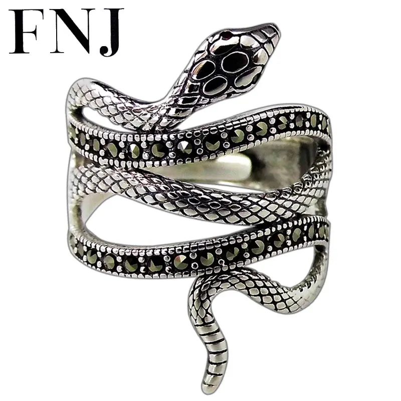 Женское кольцо со змеей FNJ из серебра 925 пробы с животным регулируемое ювелирное
