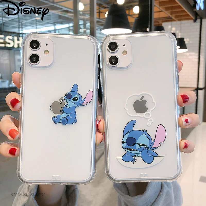 

Disney Kawaii Cute Stitch Phone Case For IPhone 13pro 12 11 13 Pro Max XS X XR 7 8 Plus Transparent Cartoon Silicone Cases Cover