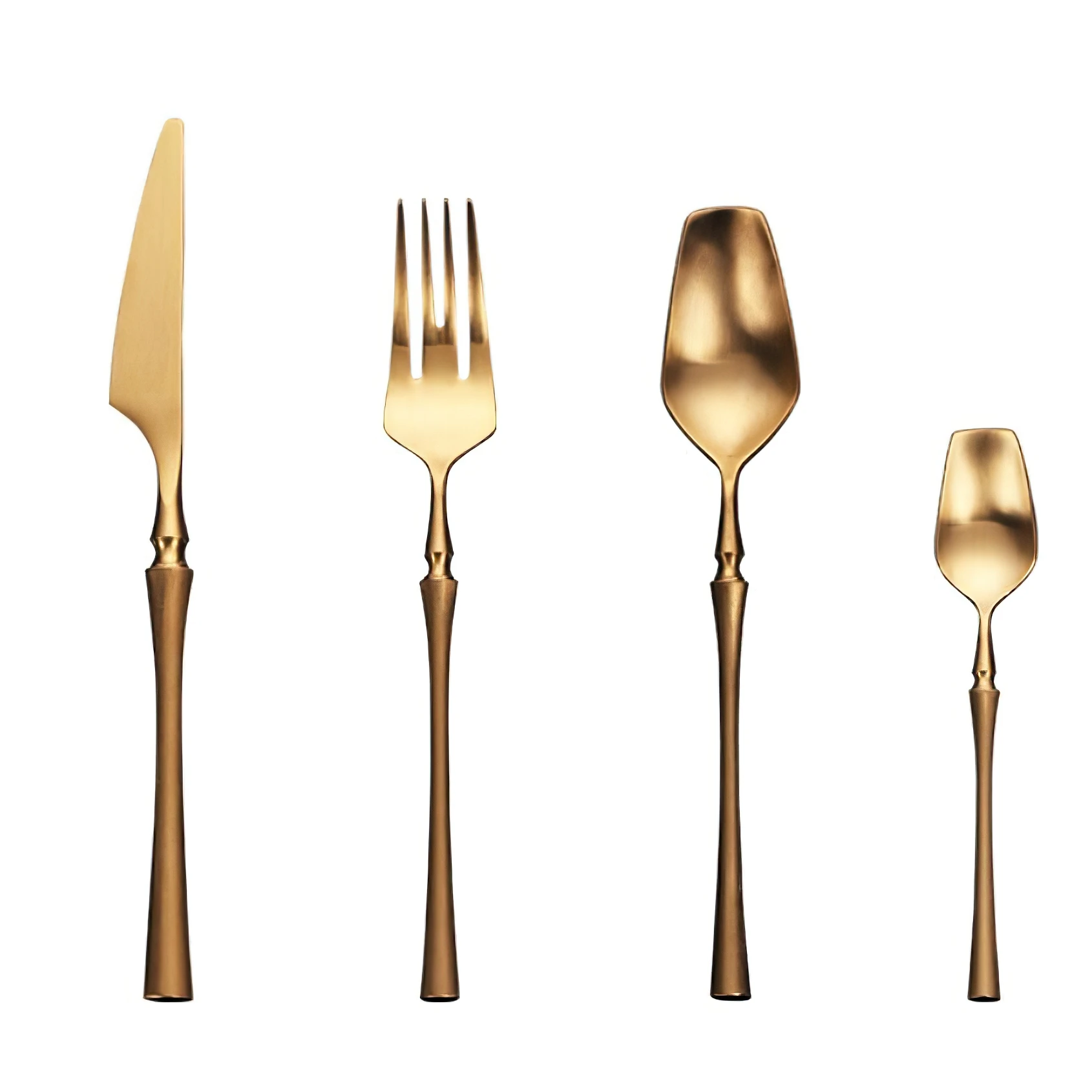 

304 Stainless Steel Tableware European-style Golden Small Waist Western Food Fork Spoon Household Kitchen Supplies