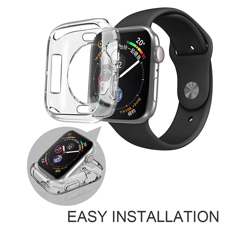 Прозрачный чехол из ТПУ с полной защитой для IWatch 5 серии 44 мм 40 рамкой умных часов