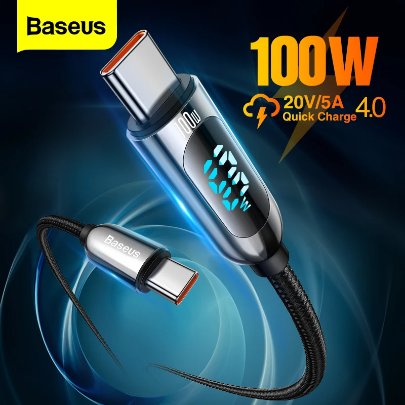 

Baseus USB C To USB Type C Cable 100W PD Fast Charger Cord For Macbook for iPad Pro2020 Xiaomi mi 9 10 Samsung S20 Type-C Cable