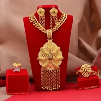24k gold color dubai jewelry sets african wedding gifts bridal necklace earrings jewellery set for women