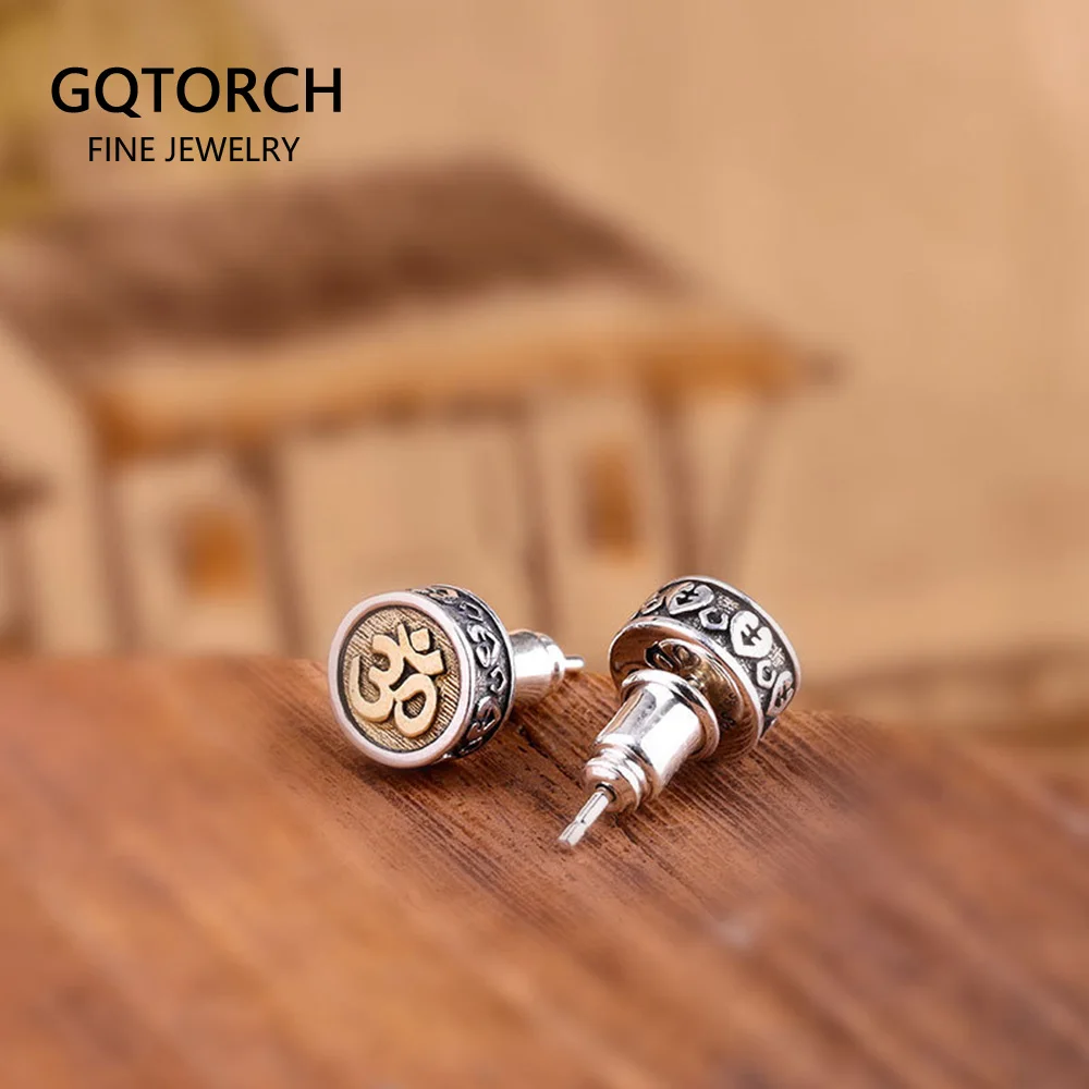 Гарантированное 925 пробы серебряные серьги для мужчин и женщин с символом OM