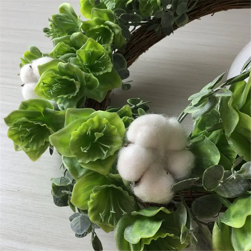 

Artificial Flowers Green Flowered Cotton Wreath Wreath Outdoor for Front Door