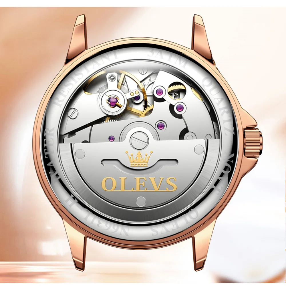 2021 OLEVS Women Watches Bracelet Ladies Love Calendar Watch Casual Ceramics Automatic Mechanical Wristwatch Clock Relogio enlarge