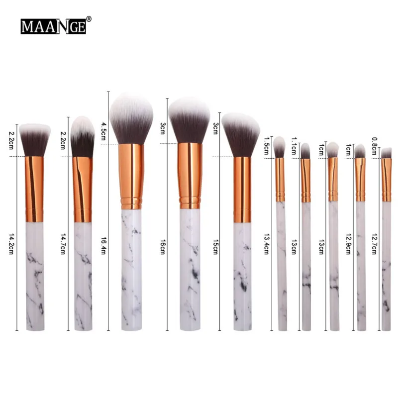 10 шт. мармер Паттен сделать Борстель voor Cosmetische Poeder тональный крем Oogschaduw губ Make up набор kwasten ТАС DFDF - Handle Color: 0074-1