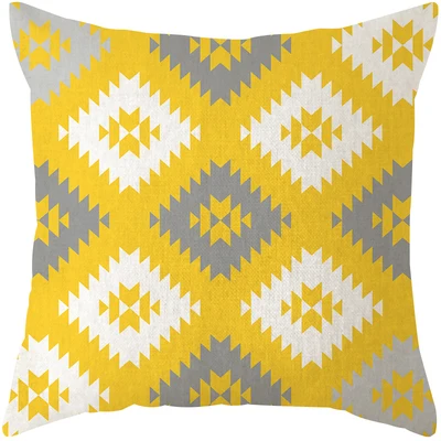 Льняная наволочка с геометрическим рисунком 45x45 см