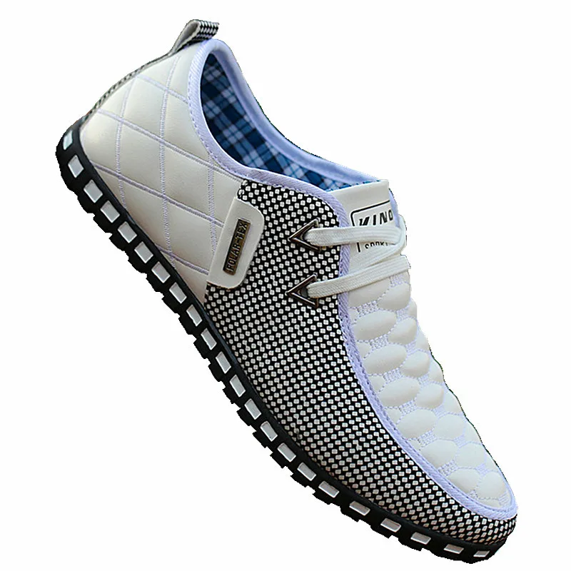 

Men Leather Shoes 2021 Men's Casual Shoes Breathable Light Weight White Sneakers Driving Shoes Pointed Toe Business Men Shoes
