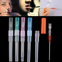 14pcs body piercing needles catheter cannula tools kit surgical steel sterilized tattoo needle nose lip jewelry 14g 16g 18g 20g