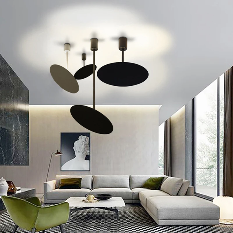 

Art deco Modern brief black white LED Pendant Lights adjustable minimalist for restaurant bar cafe office bedroom living room