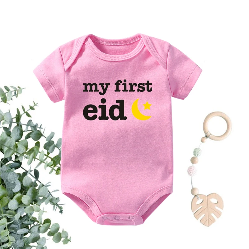 My First Eid Print летний детский комбинезон милые хлопковые комбинезоны с коротким