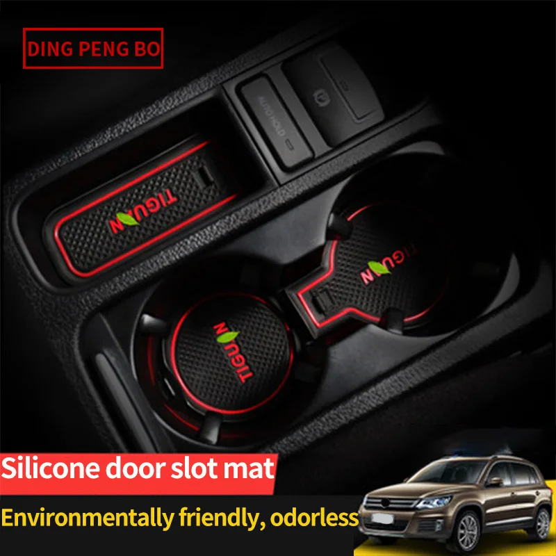 

Anti-Slip Gate Slot Cup Mat For VW Volkswagen Tiguan mk1 2012-2016 Interior Non-slip mat Accessories Door Pad Car Stickers