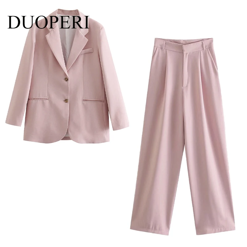 Женский комплект из 2 предметов элегантный Блейзер и брюки с широкими штанинами в