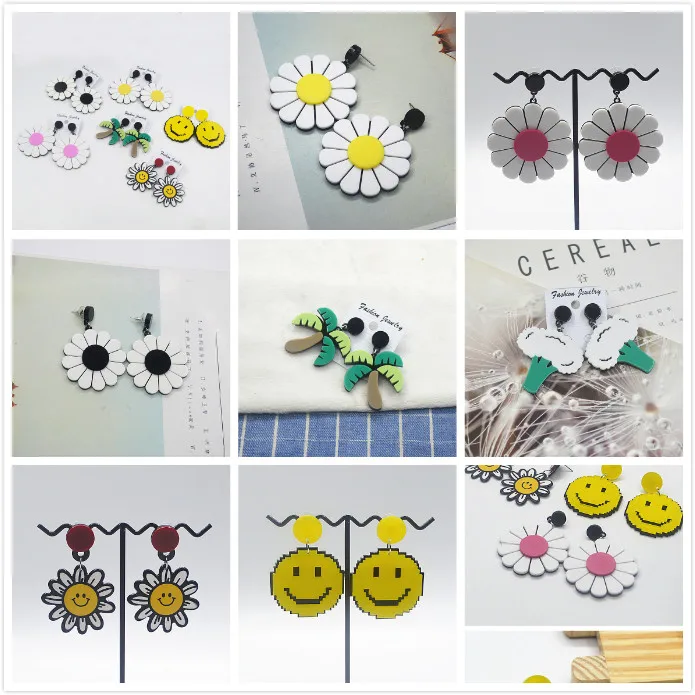 Корейские личные преувеличенные акриловые выражения лепестки серьги капельки