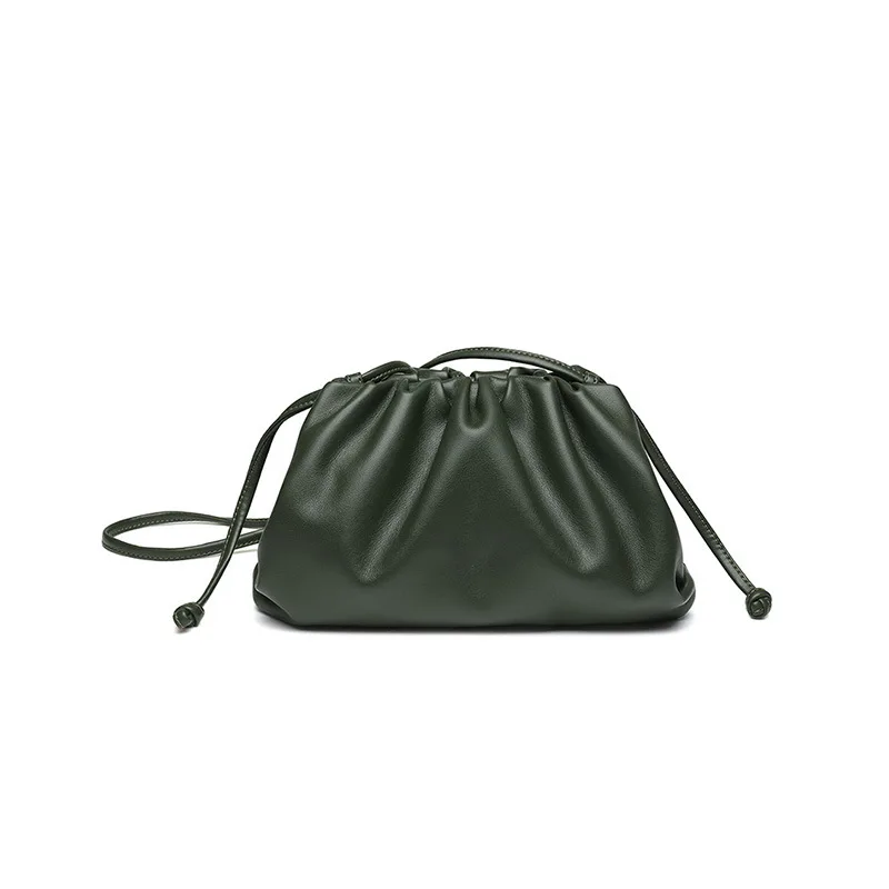 Green 26x10x16cm Модная кожаная мягкая гофрированная большая сумка-мессенджер на плечо, Высококачественная женская дизайнерская сумка, повседневный клатч - Цвет: Green 26x10x16cm