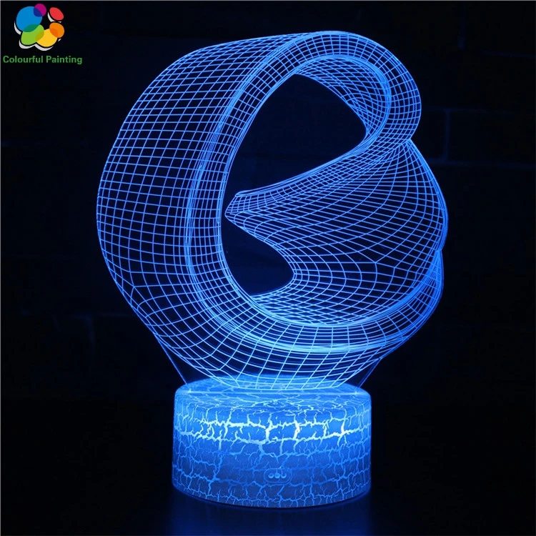 Remote Control Art Abstract Gift 3D Light LED Crack Base Illusion Night 7 Colors Changing 3AA Battery Powered USB Lamp 15 | Освещение
