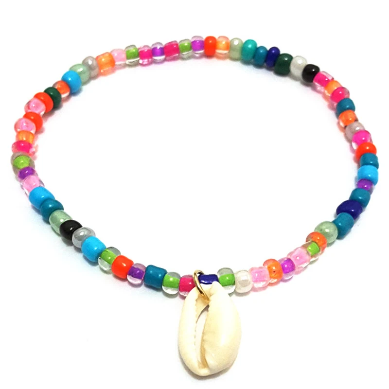 Браслеты на ногу женские с бусинами ювелирные изделия из ракушек спираль