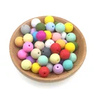 100 шт., силиконовые бусины с резьбой без БФА