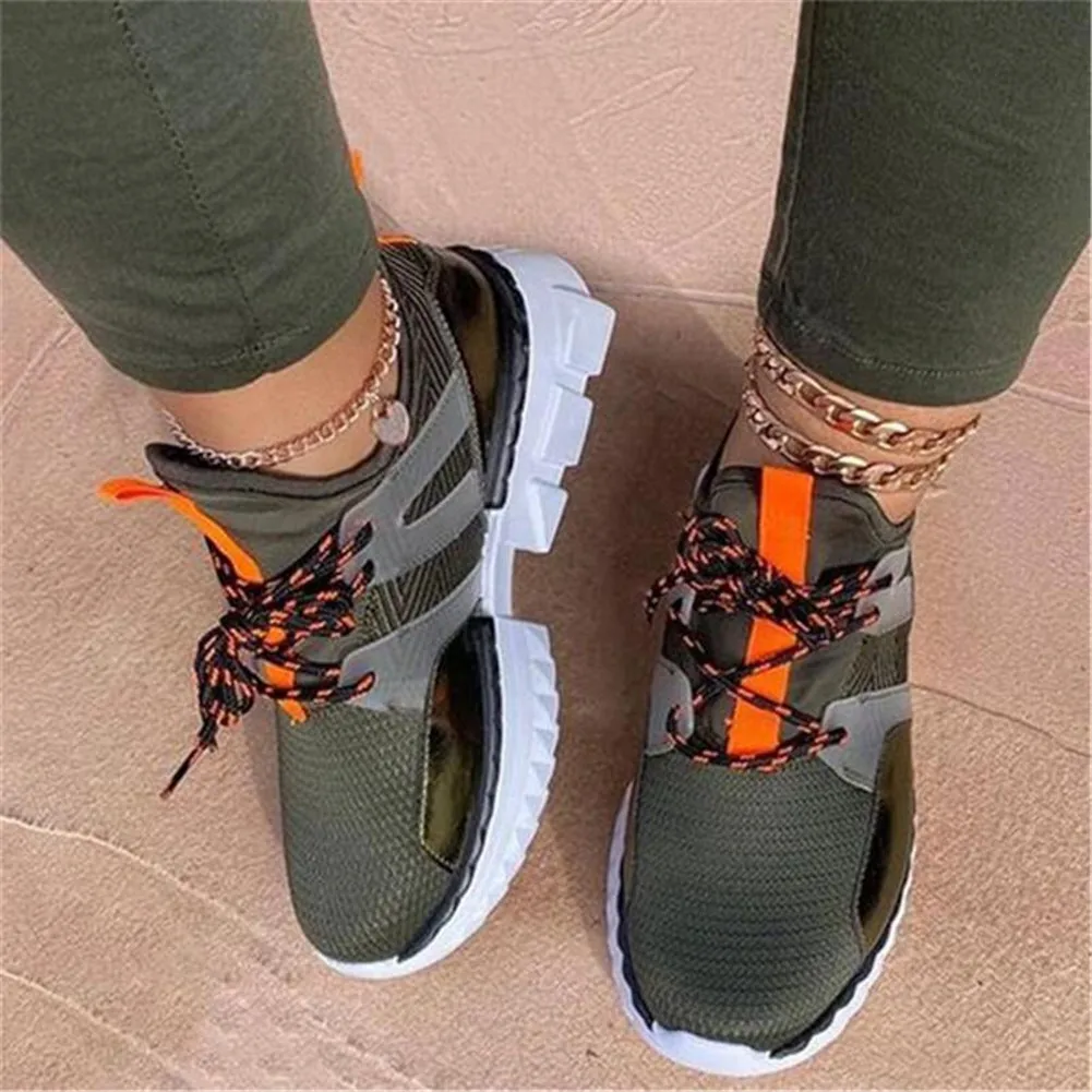 

2020 Brand New Women's Casual Sneakers Fashion Ladies Mixed Color Flat Platform Autumn Shoes Woman Lace Up Sneakers