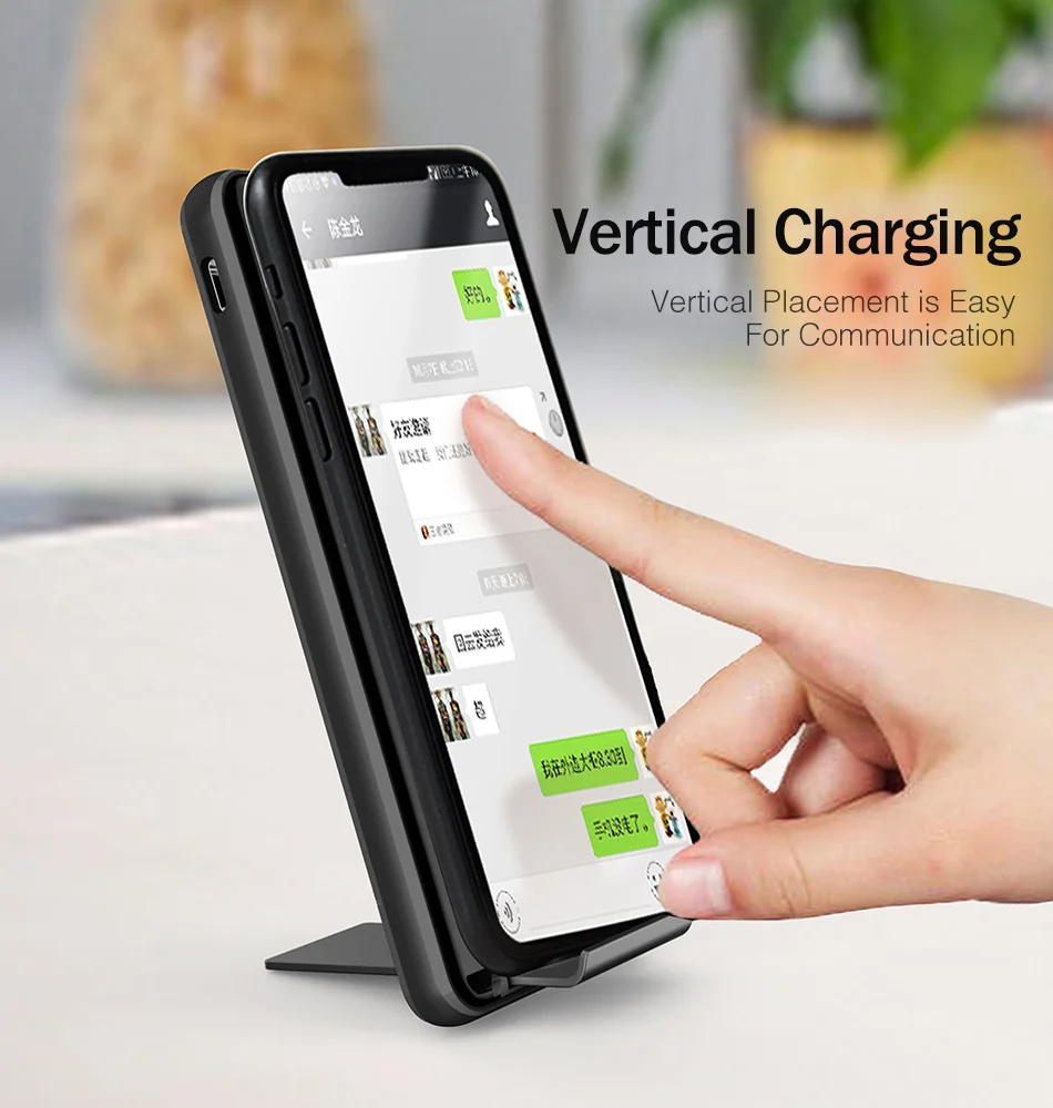 YKZ 5000mAh Qi Беспроводное зарядное устройство Powerbank для iPhone X светодиодный дисплей повербанк двойной USB вертикальное Беспроводное зарядное устройство Внешняя батарея