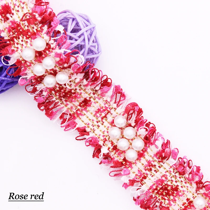 Белый жемчуг с бисером лента кисточками винтажная вышитая розовая кружевная