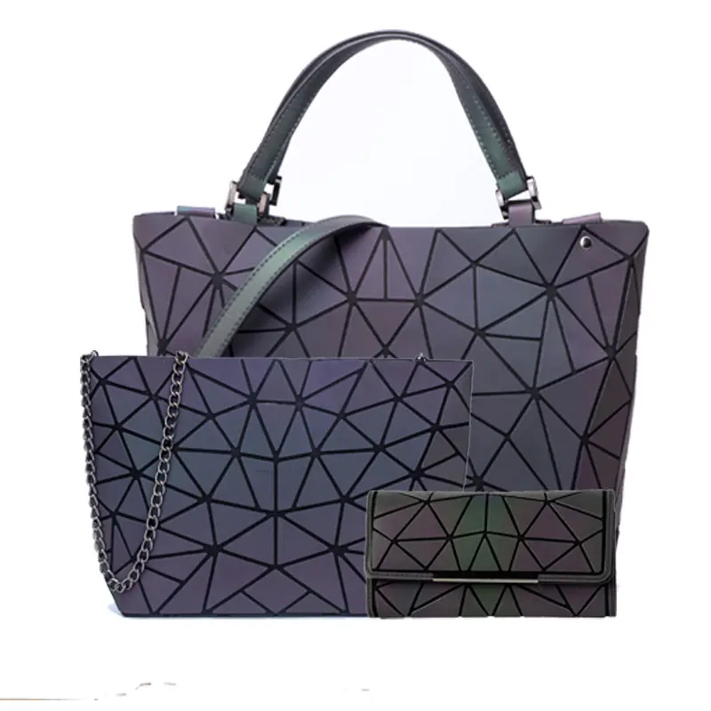 

Luminous bao bag geometric bags for women 2020 Quilted Shoulder Bags set Folding Totes sac a main femme Handbags bolsa feminina