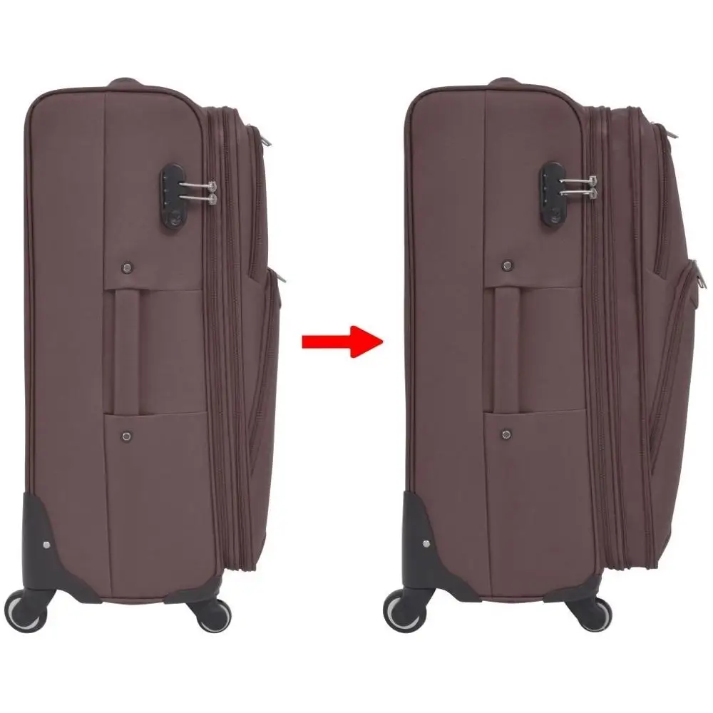 【USA Warehouse】3 Piece Soft Case Trolley Set Coffee