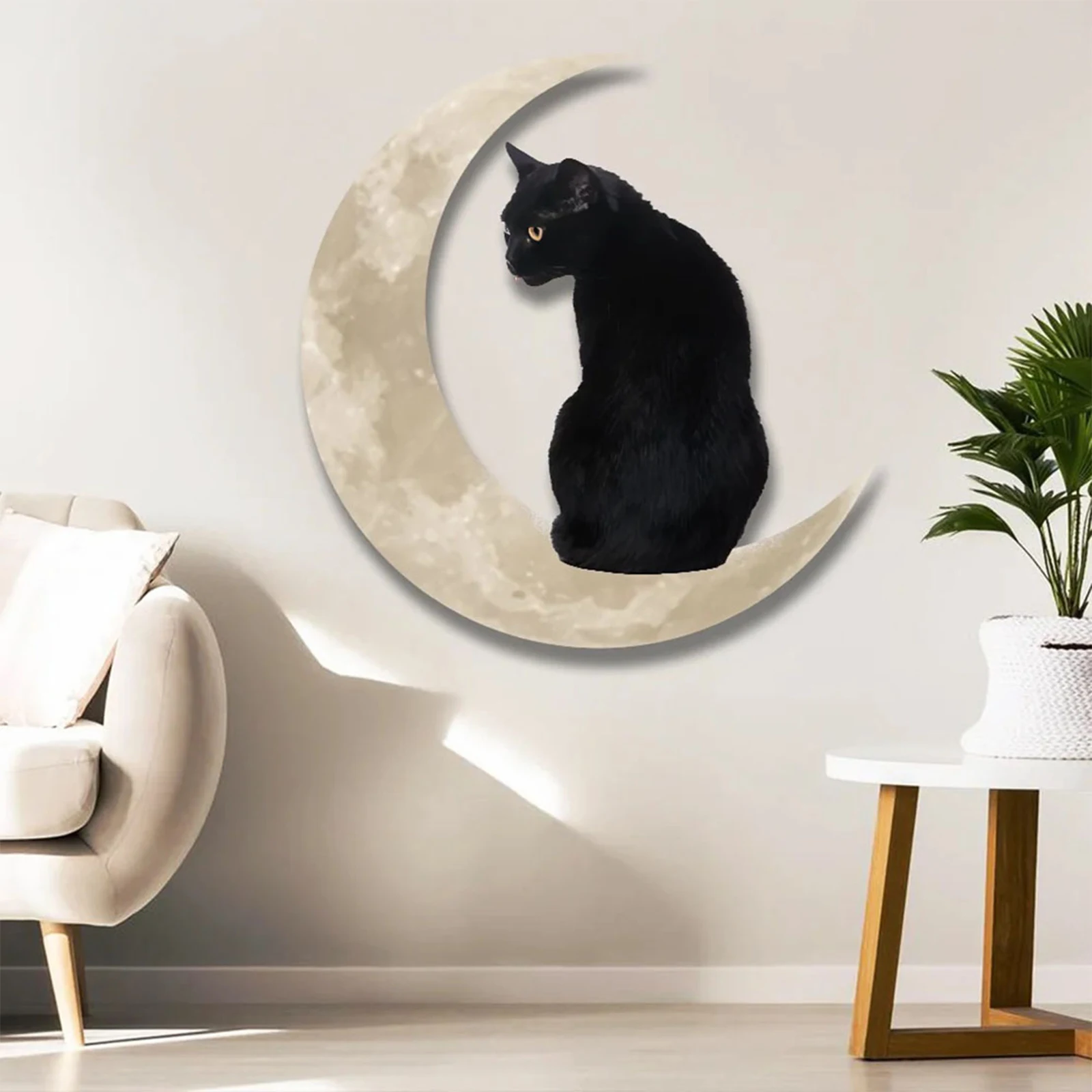 

Metal Sign Signage Stained Cat Wall Hanging Hangings Lover Gift Pet Gift Iron On The Moon Home Décor Sticker