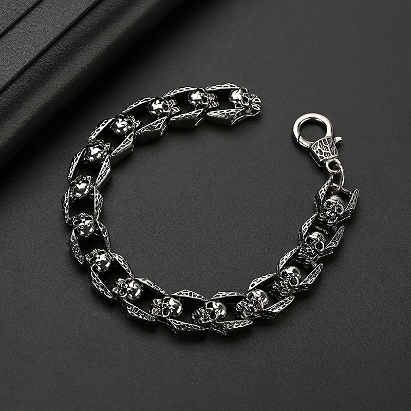 

Bracelet Men Punk Heavy Solid Men Skull Skull Bracelet Ghost Head Bracelet Motorcycle Jewelry